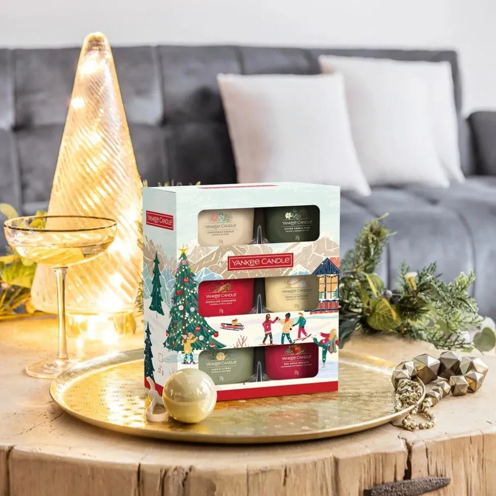 Cofanetto Regalo con 6 Mini Candele Votive in Vetro