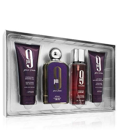 9pm Pour Femme cofanetto regalo 100 ml + gel doccia 100 ml + latte corpo 100 ml + spray corpo eau de parfum da donna