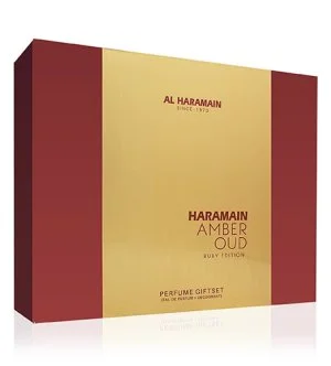 Al Haramain Amber Oud Ruby Edition cofanetto regalo unisex Eau de Parfum 75 ml + Eau de Parfum 30 ml + deodorante spray