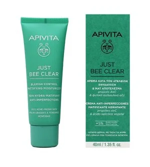 Apivita Just Bee Clear Blemish Control Mattifying Moisturizer crema idratante per il viso con niacinamide