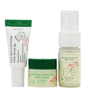 Axis-y The Mini Glow Trio set regalo nebbia tonificante 12 ml + siero illuminante 5 ml + crema gel correttiva