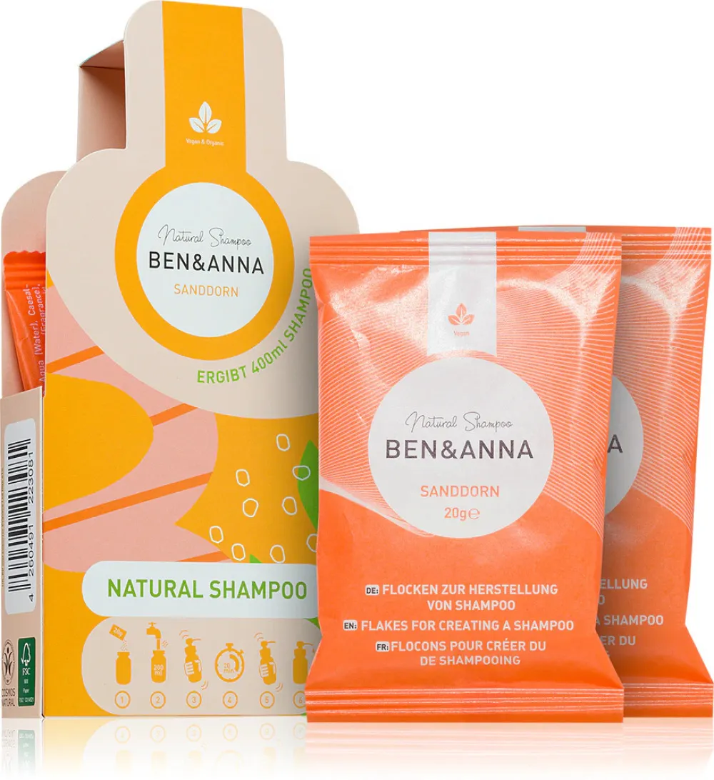 Ben & Anna Shampoo in polvere (2×20 g) - Olivello spinoso - rigenera e lenisce