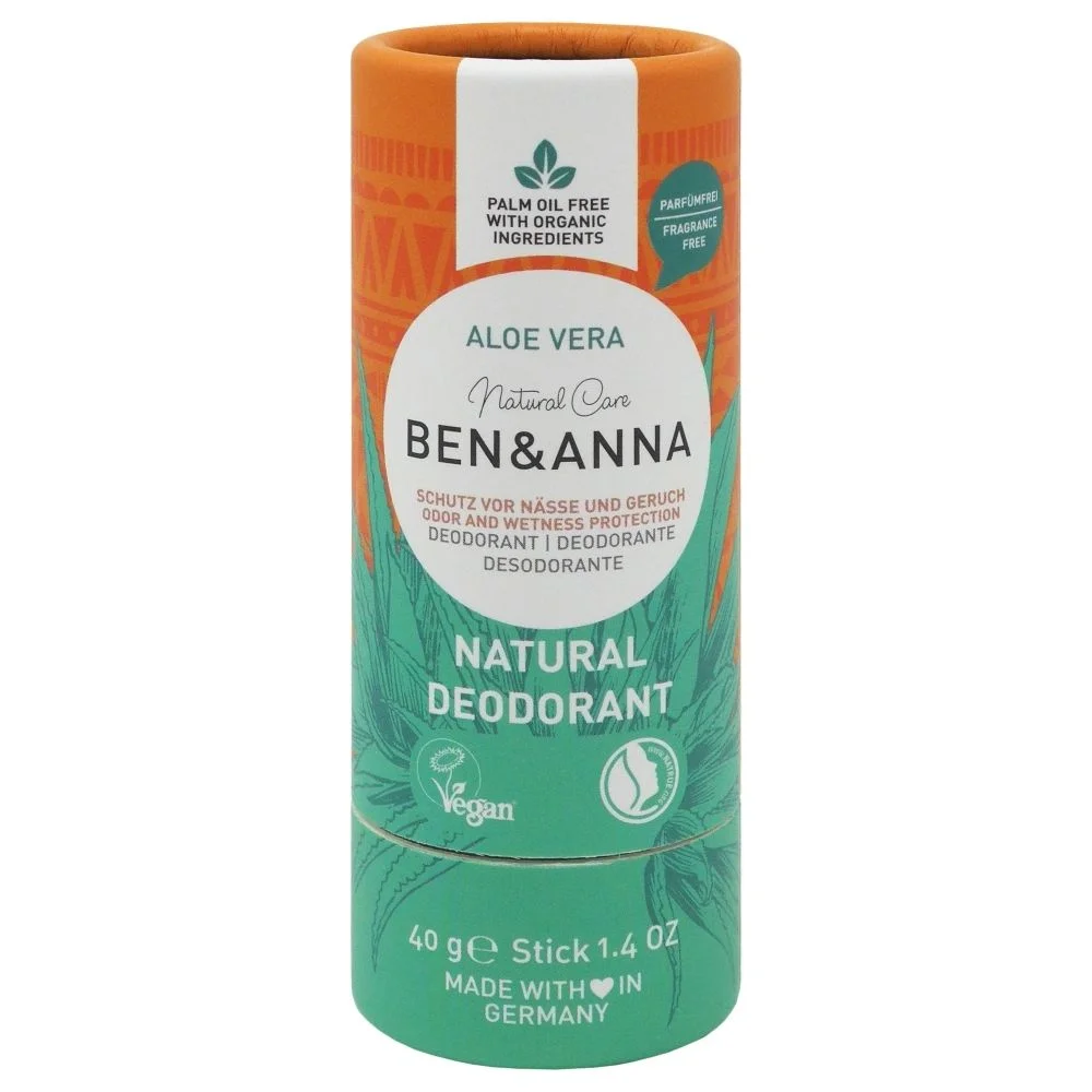 Ben & Anna Deodorante solido senza profumazione (40 g) - Aloe Vera - per pelli sensibili