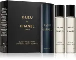 Bleu de Chanel vaporizzatore tascabile ricaricabile 20 ml + 2 ricariche di profumo da uomo