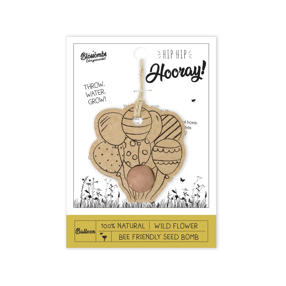 Blossombs Bomba di semi - Decorazione regalo "Hip hip urrà" - Palloncino (1 pz) - un regalo originale e pratico in uno