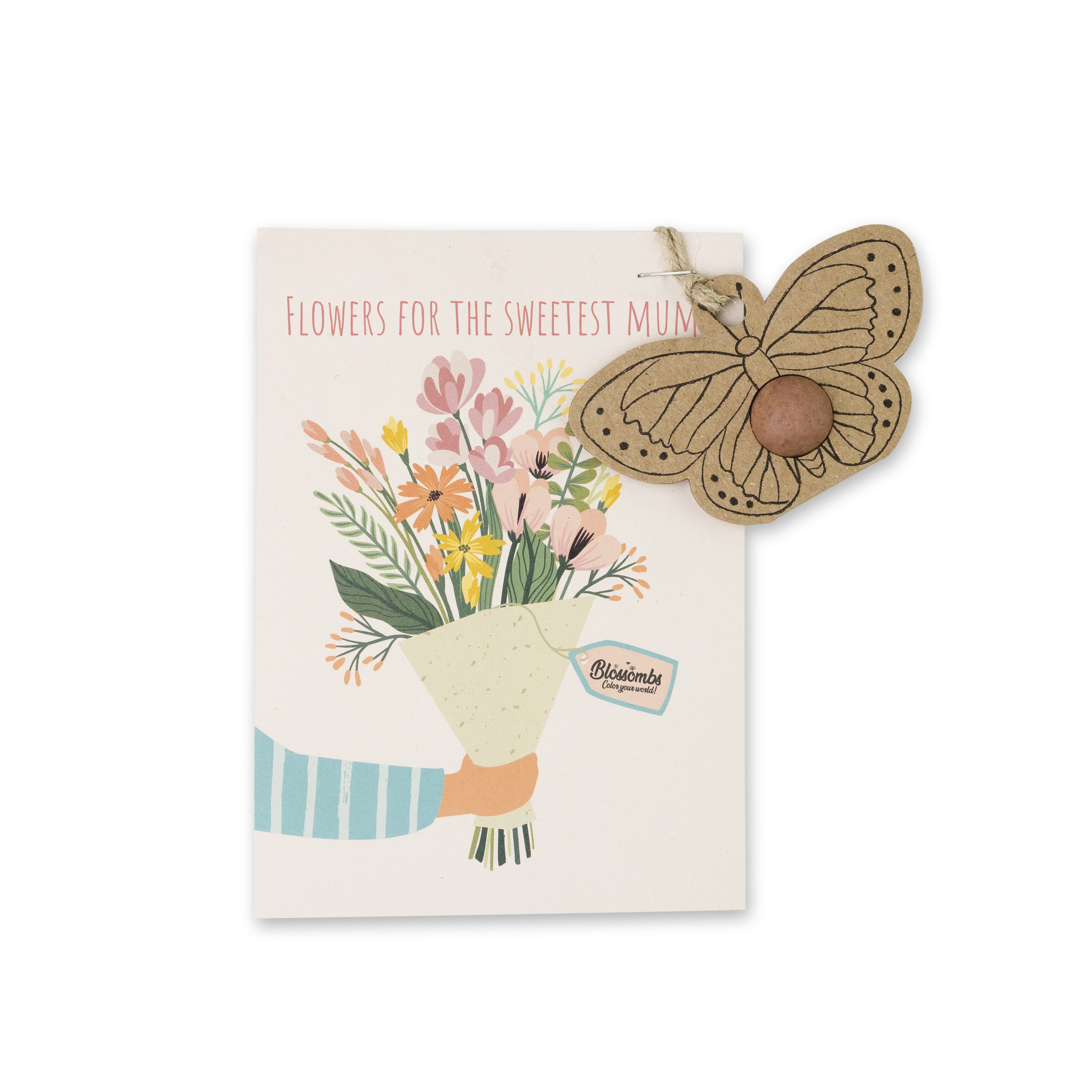 Blossombs Bomba di semi - Decorazione regalo "Per la migliore mamma" - Farfalla (1 pz)