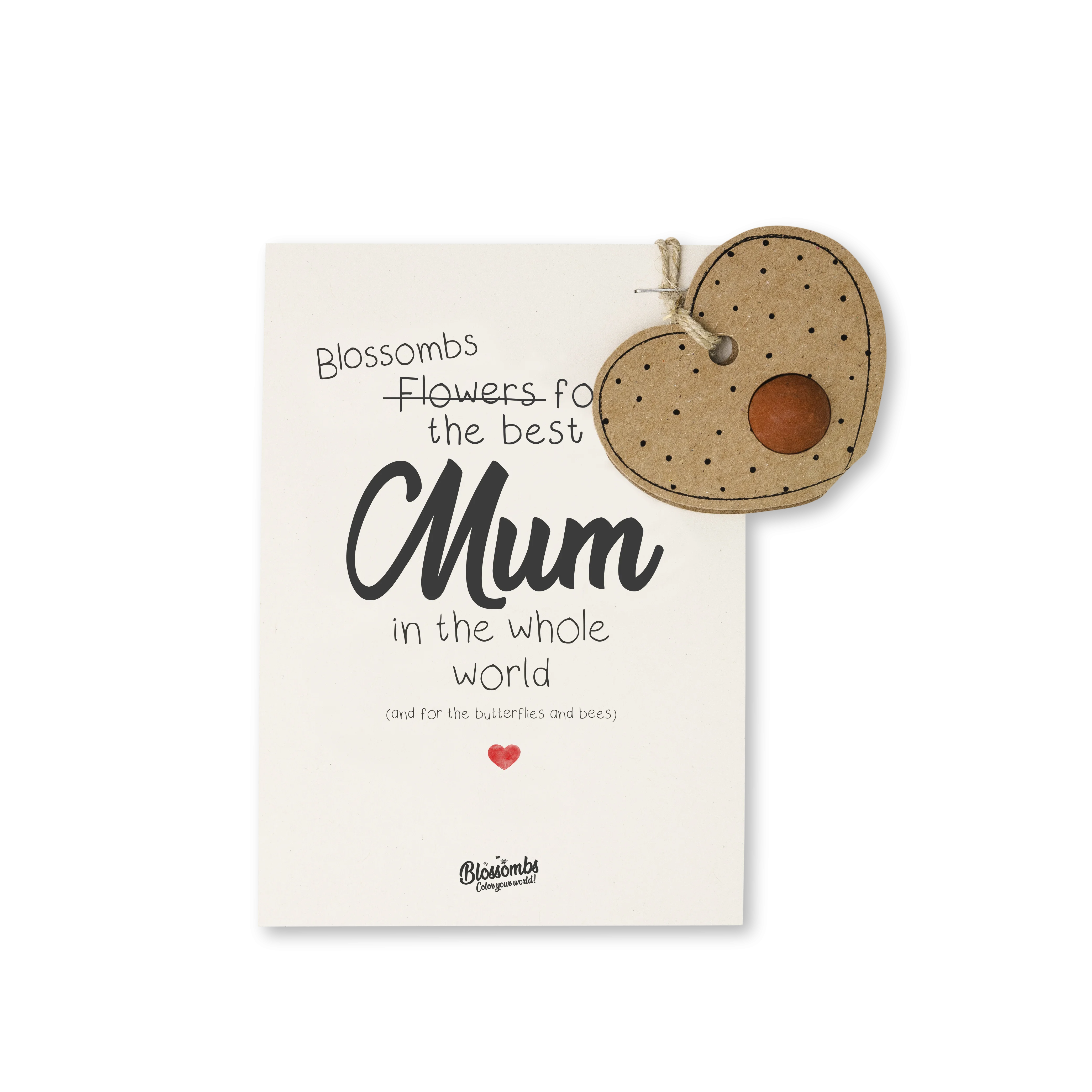 Blossombs Bomba di semi - Decorazione regalo "Per la migliore mamma" - Cuoricino (1 pz)