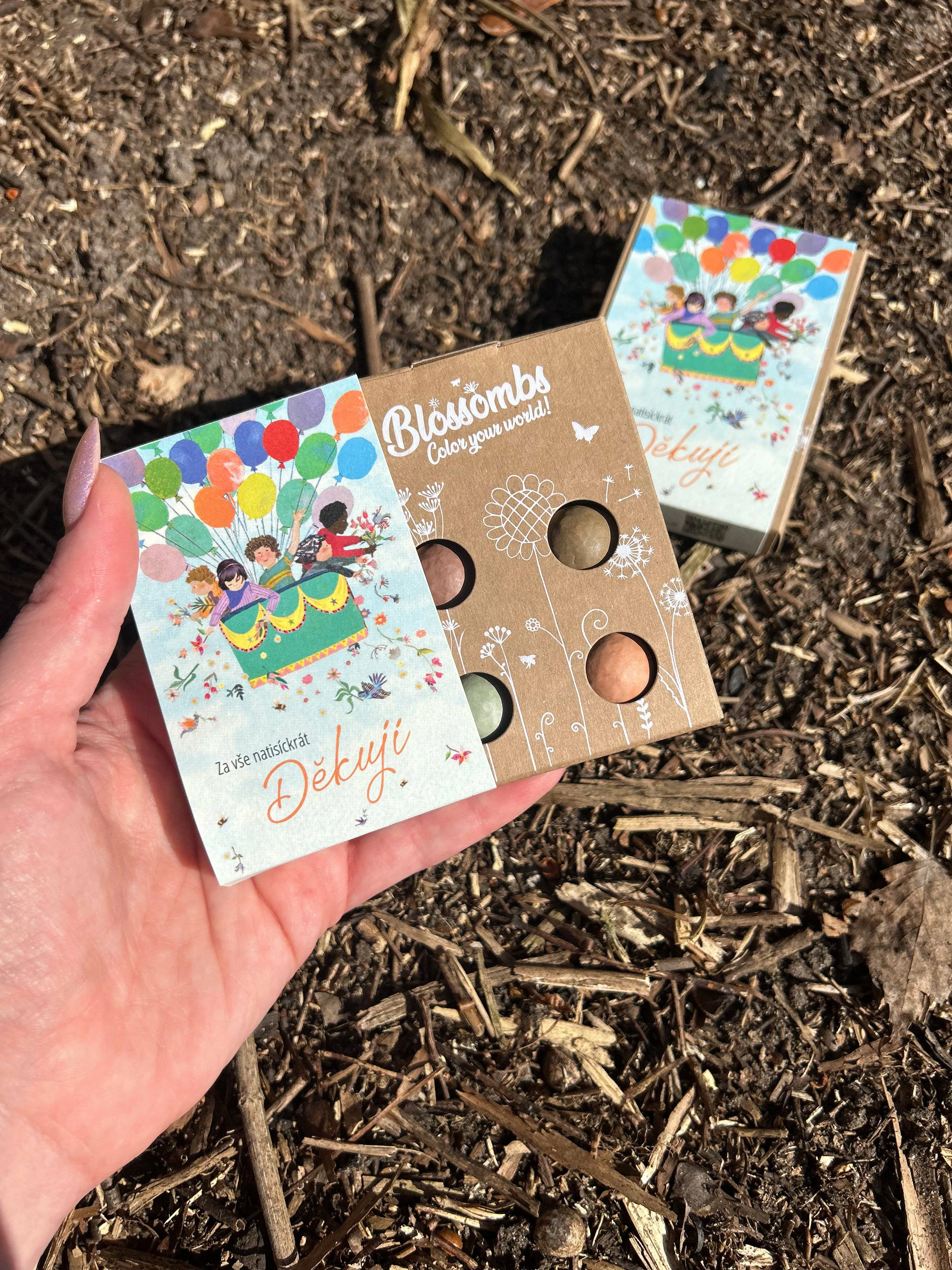 Blossombs Bombe di semi - Set regalo mini - Mille volte grazie per tutto (4 pz) - regala un fiore in modo diverso