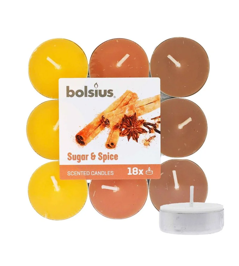 Scented Tealights Sugar & Spice lumini profumati 4 h 18 pz