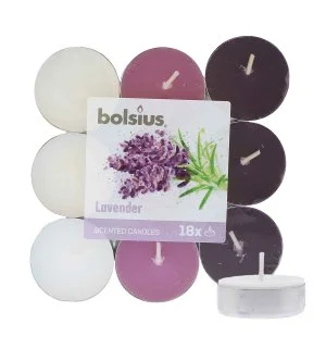 Bolsius Scented Tealights Lavanda 4h lumino 18 pz