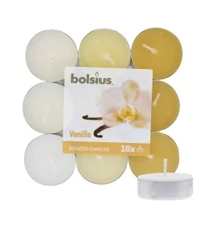 Bolsius Scented Tealights Vanilla 4h candela da tè 18 pz