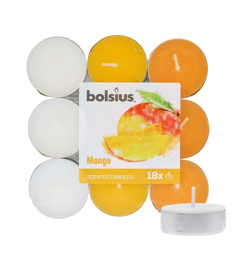 Scented Tealights Mango candeline profumate 4h 18 pz