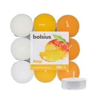 Bolsius Scented Tealights Mango candeline profumate 4h 18 pz