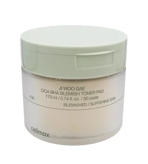 Celimax Ji Woo Gae Cica BHA Blemish Toner Pad dischetti esfolianti lenitivi con BHA, LHA e PHA 60 pz