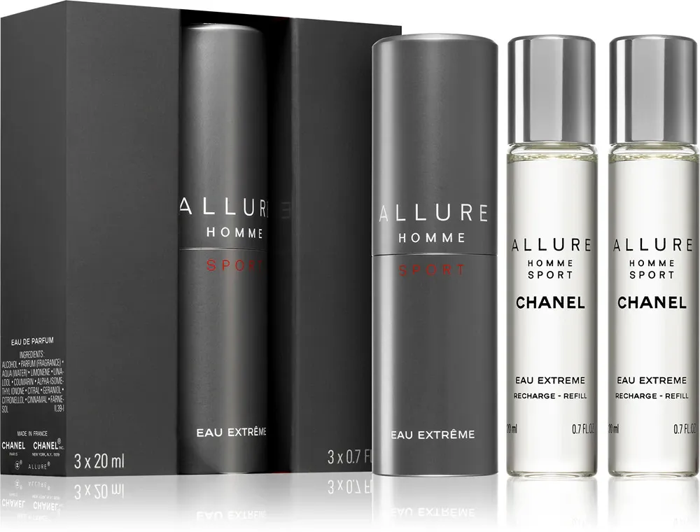 Allure Homme Sport Eau Extreme eau de toilette 3x20 ml per uomo flacone ricaricabile