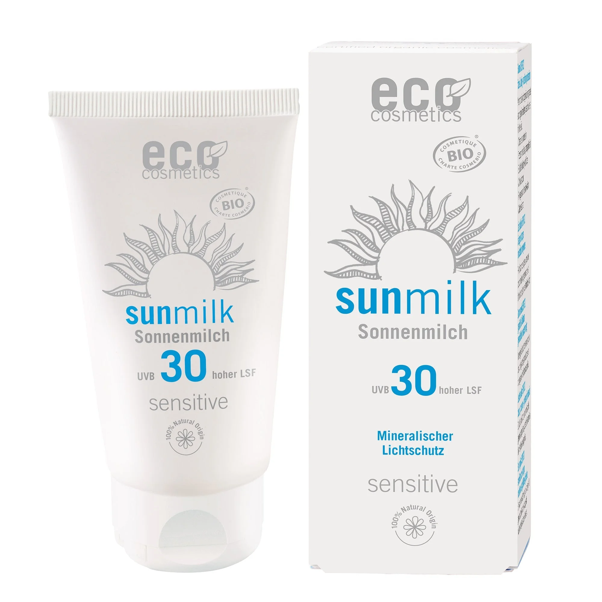 Eco Cosmetics Latte solare SPF 30 Sensitive BIO (75 ml) - con filtri minerali naturali