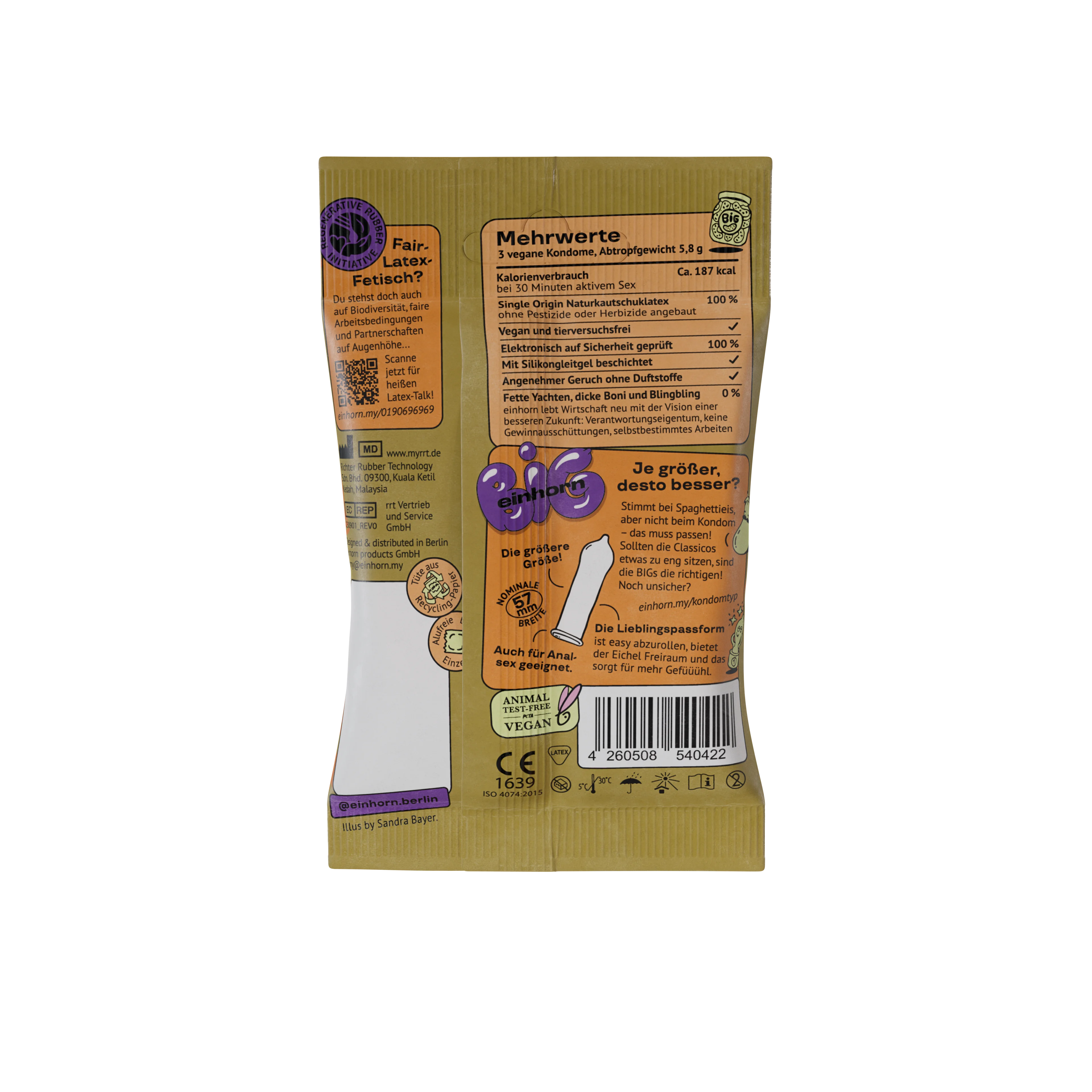 Einhorn Preservativi Big 3 pz - vegani, senza profumazione