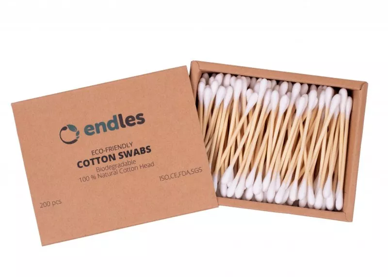 Endles by Econea Boccioli di cotone per le orecchie (200 pezzi) - fatti di bambù e cotone