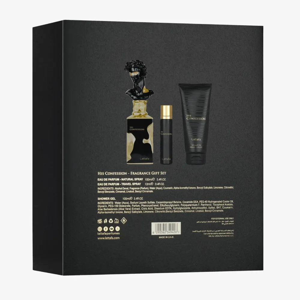 His Confession 100 ml + EDP MINI 12 ml + gel doccia eau de parfum da uomo