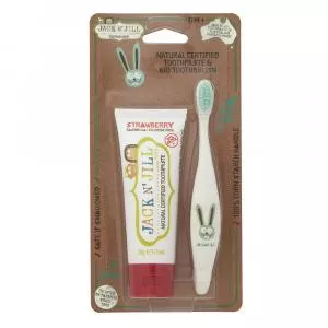  Set d'azione Dentifricio per bambini - Fragola (50 g) Spazzolino per bambini Bunny - set scontato