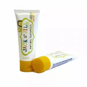 Jack n Jill Dentifricio per bambini - banana BIO (50 g) - senza fluoro, con estratto di calendula biologico