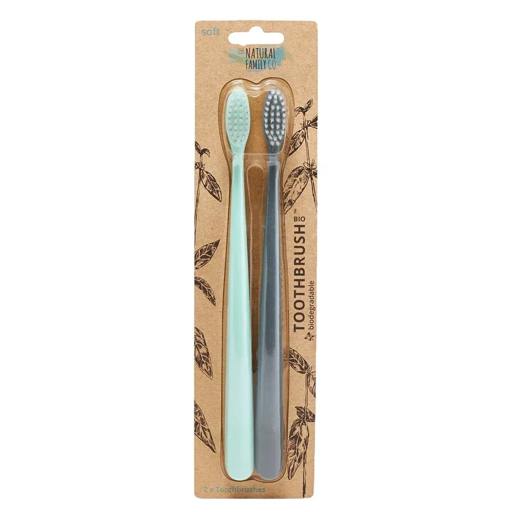 Jack n Jill NFco. Set di spazzolini SOFT - grigio menta (2 pezzi) - a base di amido di mais senza OGM