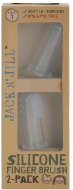 Jack n Jill Spazzolino da dito in silicone per bambini (2 pezzi) - per bambini da 6 a 12 mesi