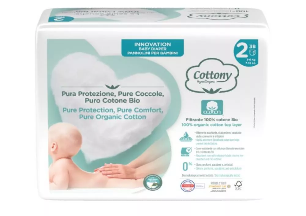 Cottony Pannolini per bambini usa e getta in bio-cotone 3-6 kg