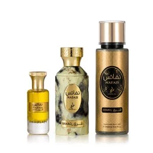 Khadlaj Nafais Sharq 100 ml + olio profumato 24 ml + spray per il corpo Eau de Parfum unisex