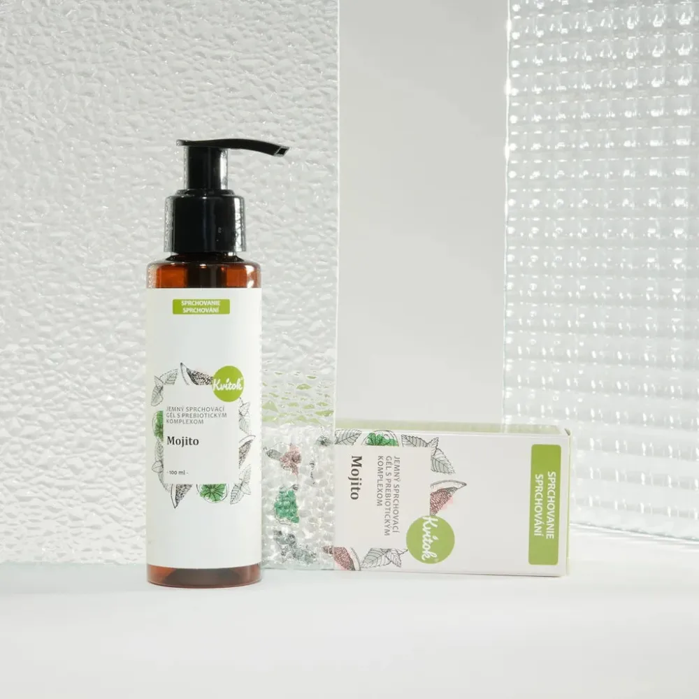 Kvitok Mojito Gentle Shower Gel con Complesso Prebiotico (100 ml) - con un fresco profumo di menta e lime