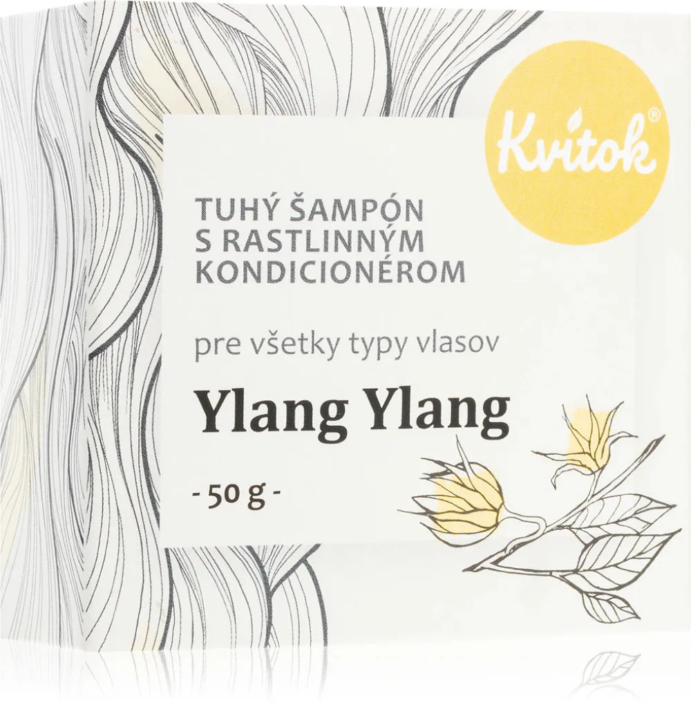 Kvitok Shampoo rigido con balsamo per capelli leggeri Ylang Ylang XXL (50 g) - fa una bella schiuma