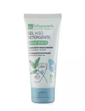 laSaponaria Gel detergente viso Deep Pure BIO (100 ml) - adatto per pelle mista e grassa