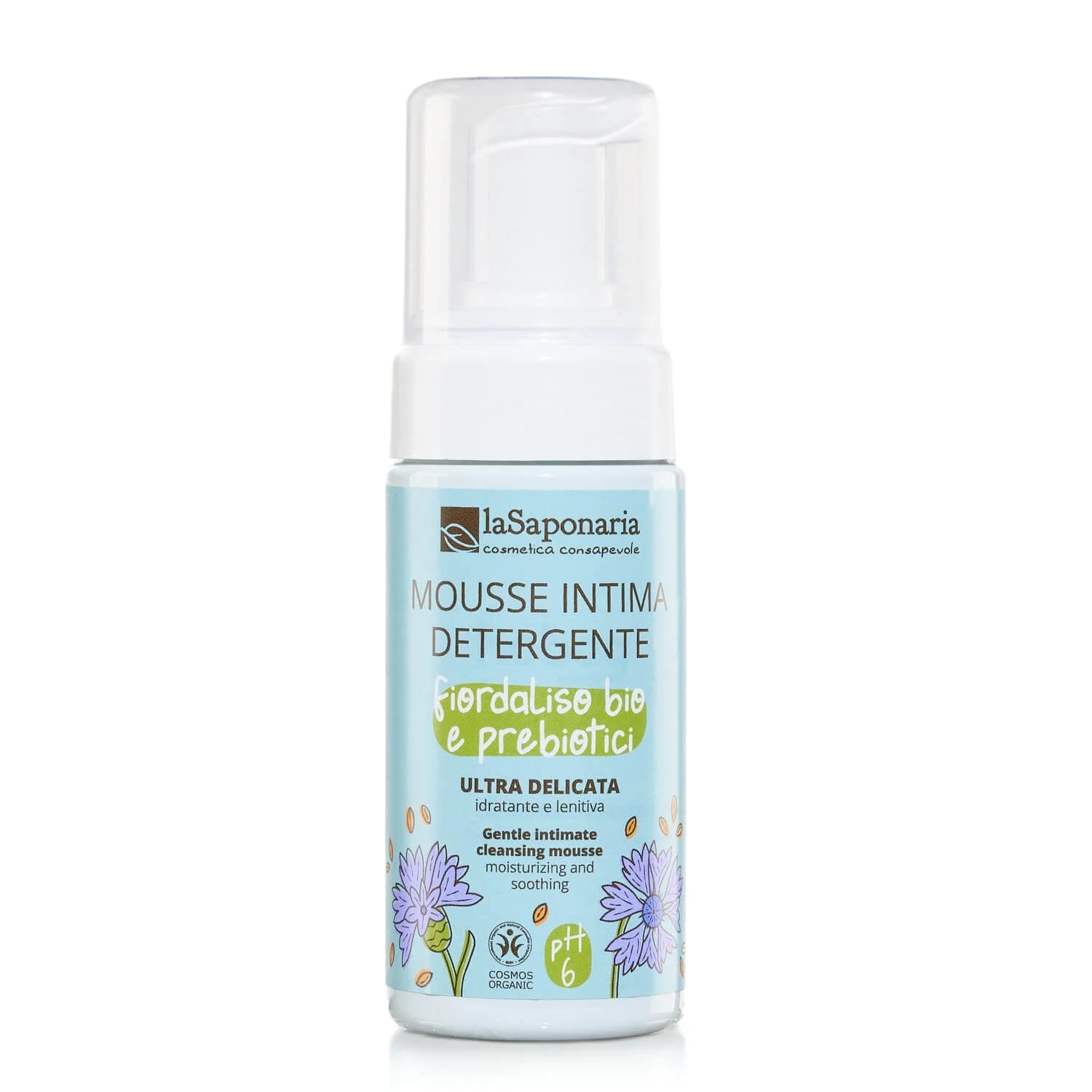 laSaponaria Schiuma detergente intima con fiordaliso & prebiotici BIO (100 ml) - adatta per bambini e per il periodo della menopausa