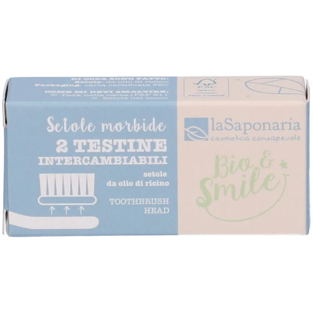 laSaponaria Testine di ricambio dello spazzolino (morbide) (2 pezzi)