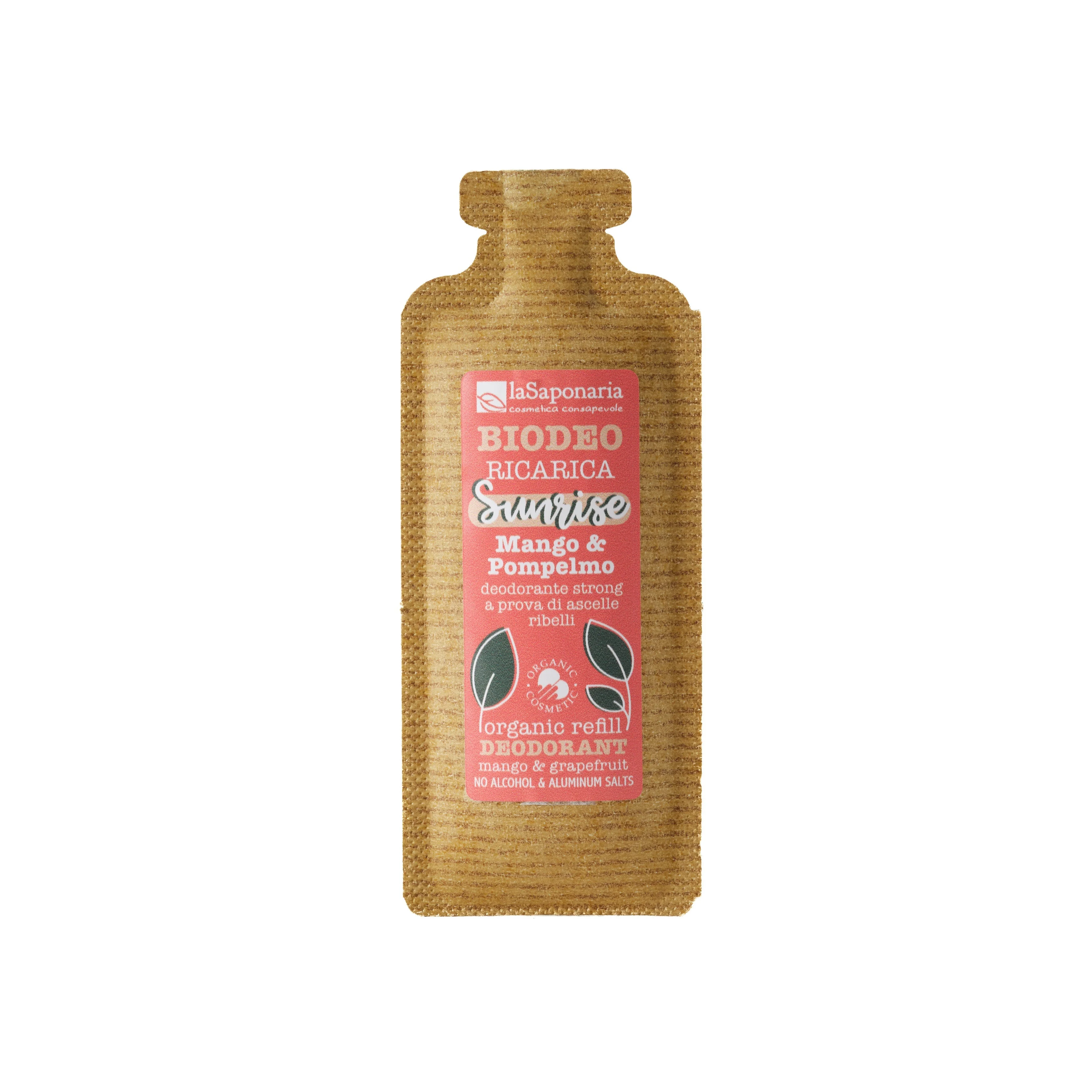 laSaponaria Ricarica per deodorante roll-on Sunrise - Mango & Pompelmo BIO (40 ml) - fragranza tropicale