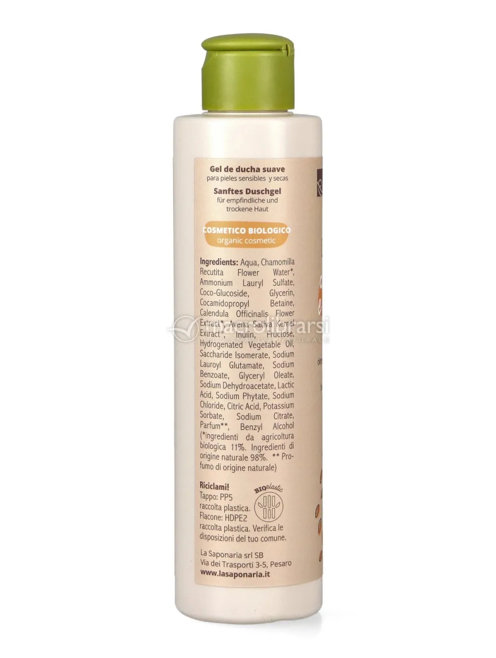 laSaponaria Latte doccia con avena BIO e prebiotici per pelli sensibili (200 ml) - con calendula e camomilla
