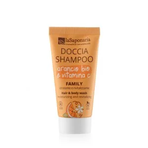 laSaponaria Gel doccia e shampoo 2 in 1 con arancia BIO e vitamina C per tutta la famiglia 30 ml - dal profumo dolce e rinvigorente