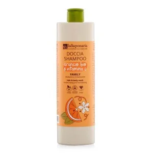 laSaponaria Gel doccia e shampoo 2 in 1 con arancia BIO e vitamina C per tutta la famiglia 500 ml - con una fragranza dolce ed energizzante