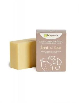 laSaponaria Sapone solido 2 in 1 per corpo e capelli con olio di lino BIO (100 g) - in confezione di carta