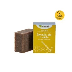 laSaponaria Sapone solido all'olio d'oliva BIO - miele e lavanda (100 g) - adatto per corpo e viso