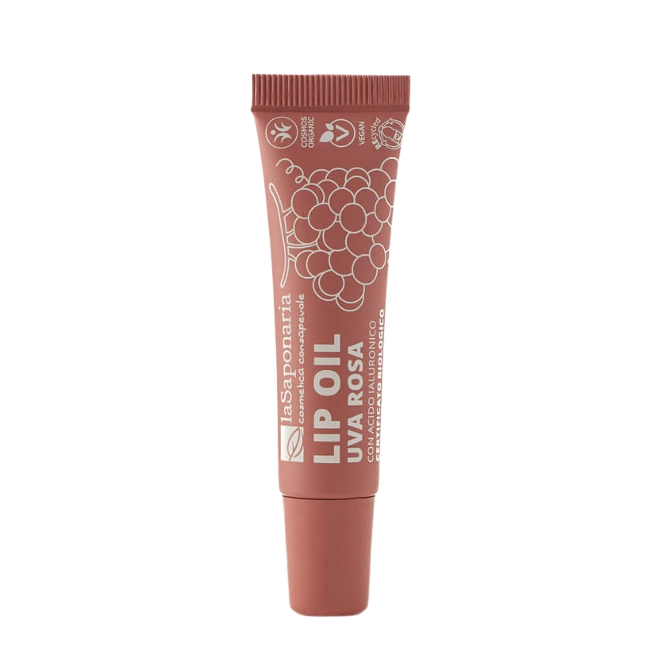 laSaponaria Olio nutriente per labbra all'uva rosa BIO - Rosy Nude (12 ml) - per labbra lucide e profondamente nutrite