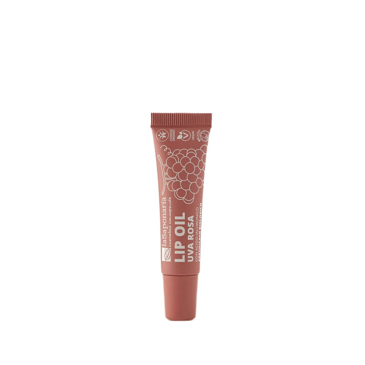 laSaponaria Olio nutriente per labbra all'uva rosa BIO - Rosy Nude (12 ml) - per labbra lucide e profondamente nutrite