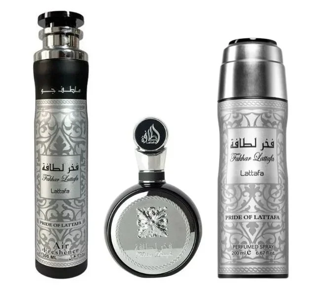 Fakhar Man set regalo - acqua profumata 100 ml + spray profumato 200 ml + profumatore per ambienti 300 ml