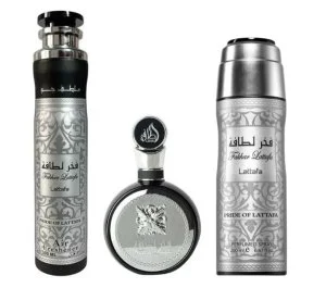 Lattafa Fakhar Man set regalo - acqua profumata 100 ml + spray profumato 200 ml + profumatore per ambienti