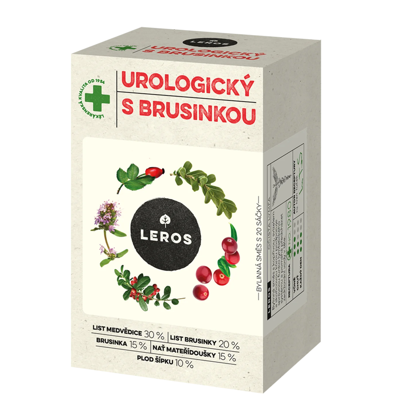 LEROS Tisana urologica alle erbe con mirtillo rosso - bustine filtro (20 x 1,5 g) - favorisce la salute delle vie urinarie