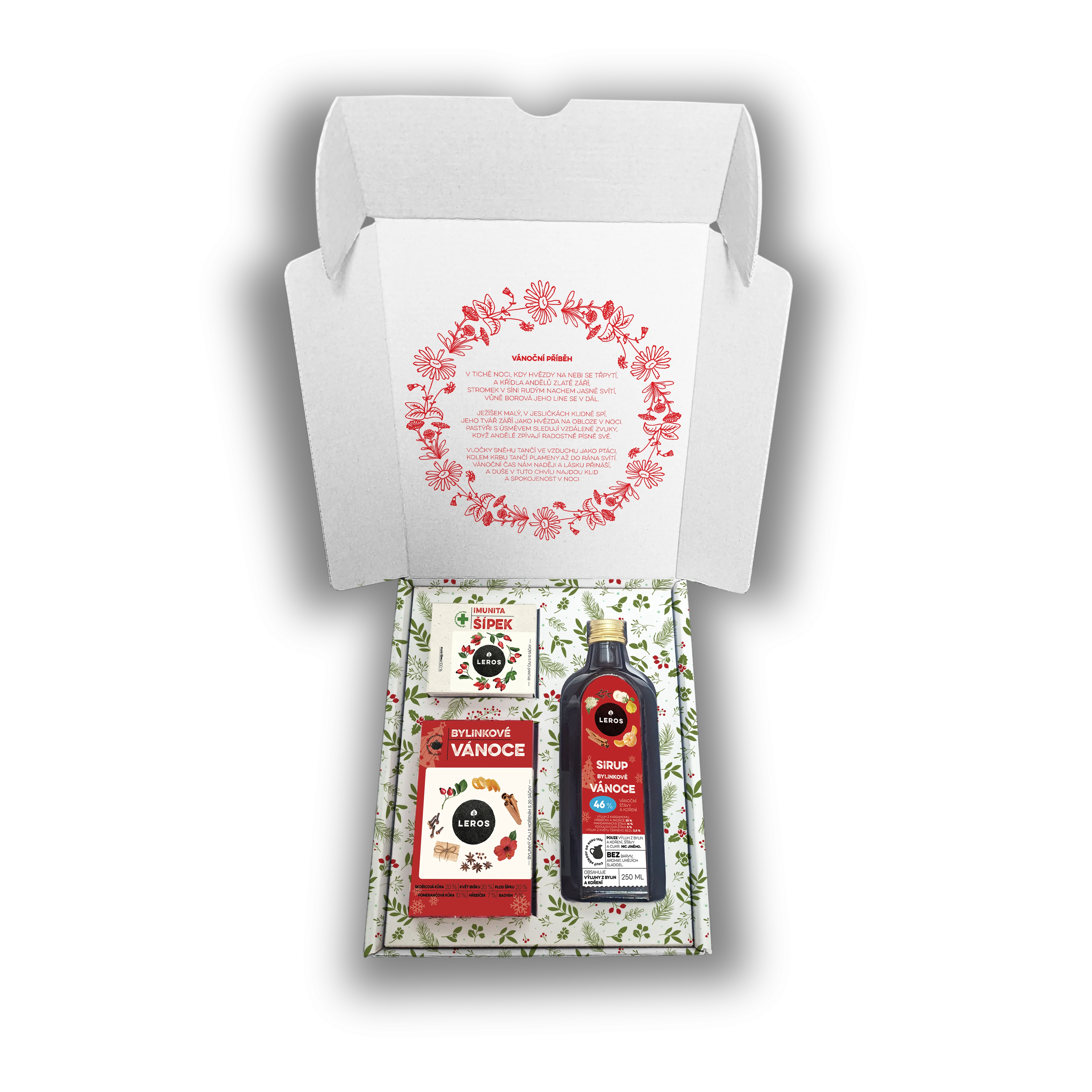 LEROS Set regalo (3 pz.) - Natale alle erbe - sciroppo alle erbe e 2 tipi di tè