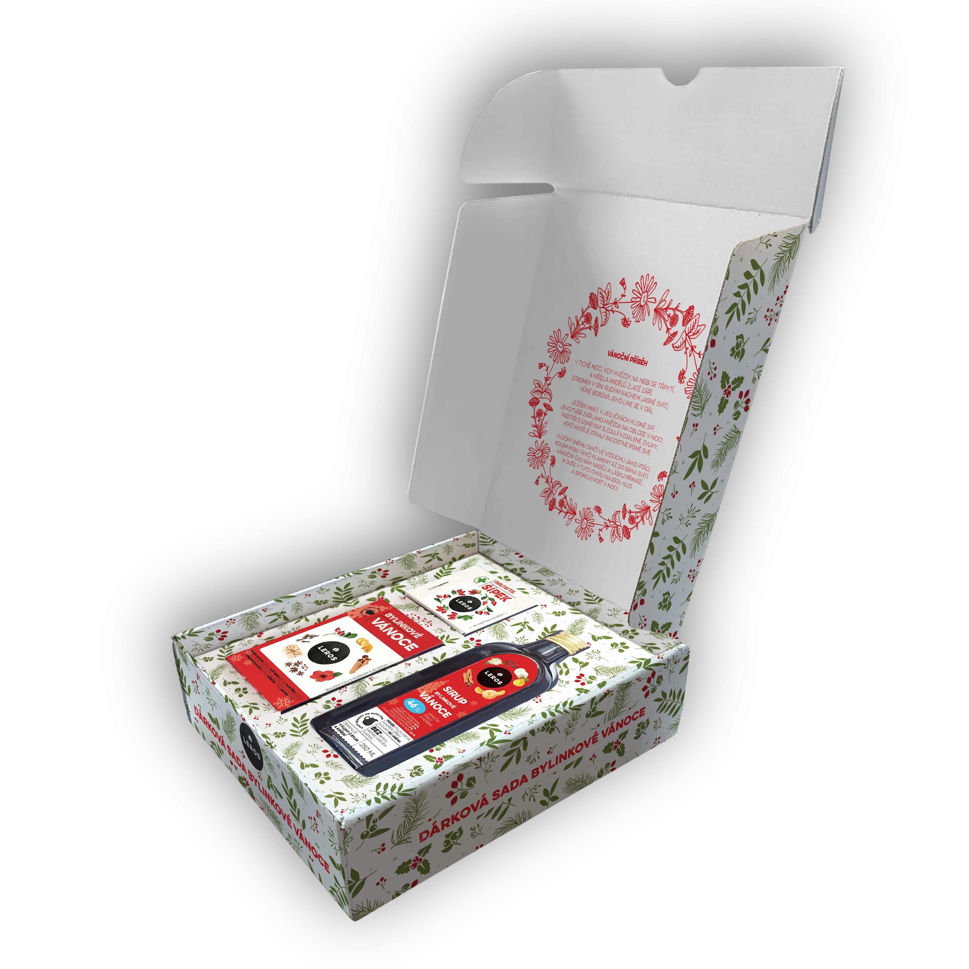 LEROS Set regalo (3 pz.) - Natale alle erbe - sciroppo alle erbe e 2 tipi di tè