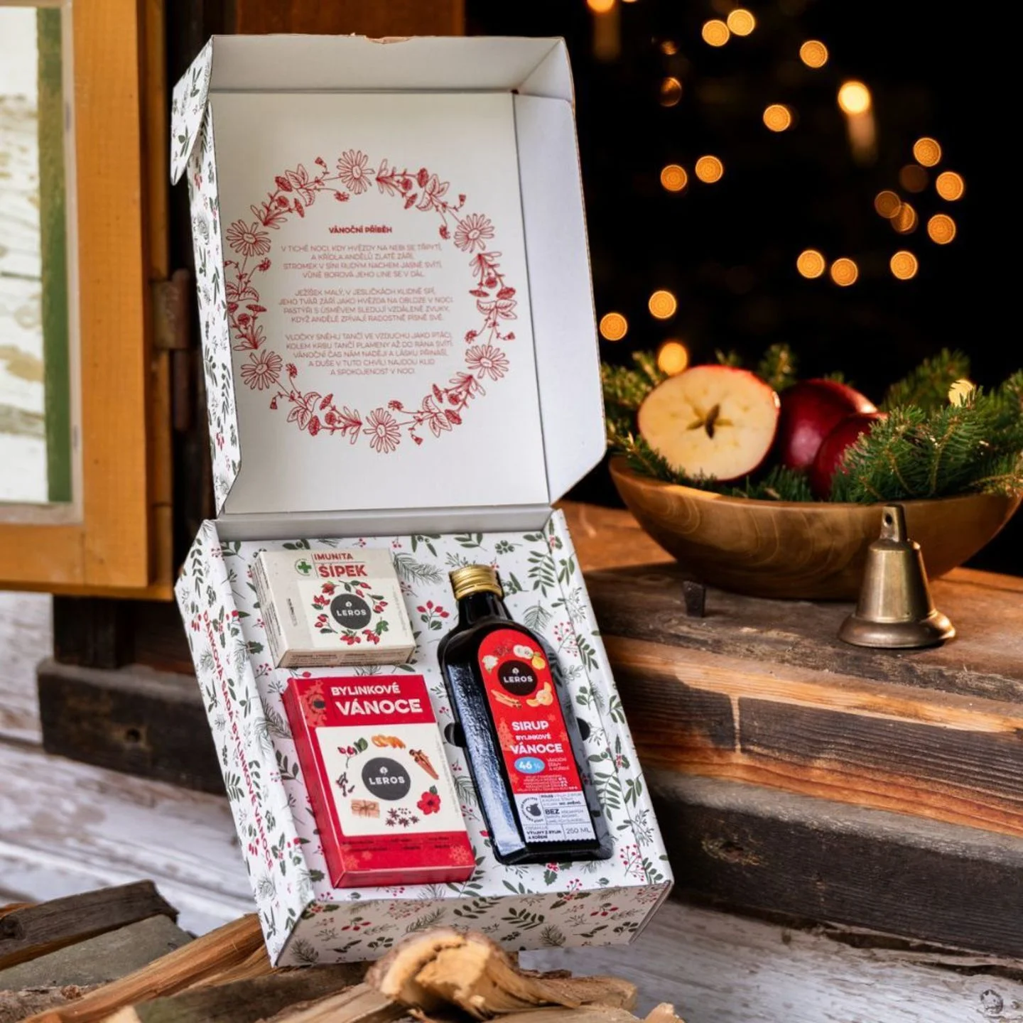 LEROS Set regalo (3 pz.) - Natale alle erbe - sciroppo alle erbe e 2 tipi di tè
