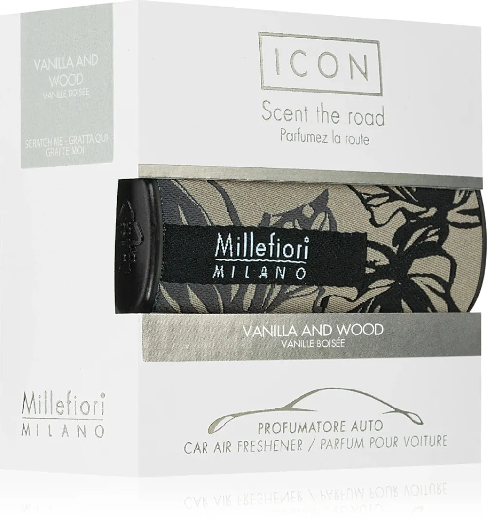 Icon Textil Floral Vanilla and Wood profumo per auto Millefiori Icon Textil Floral Vanilla and Wood vůně do auta
