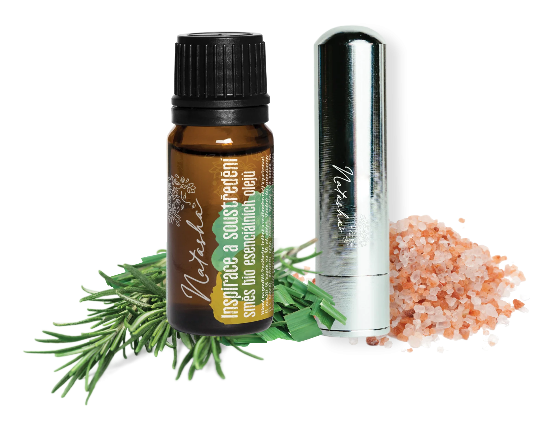 Natasha Set di aromaterapia con inalatore - Ispirazione e concentrazione - rosmarino e limone energizzanti